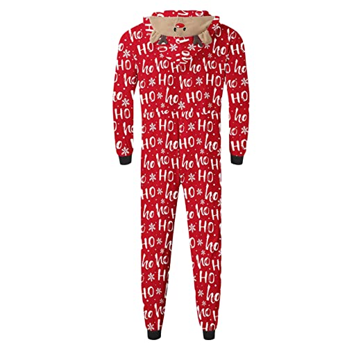 Christmas Matching Pajamas for Couples Funny Printed Zipper One Piece Hoodie Jumpsuit Onesie for Adult Women Men4