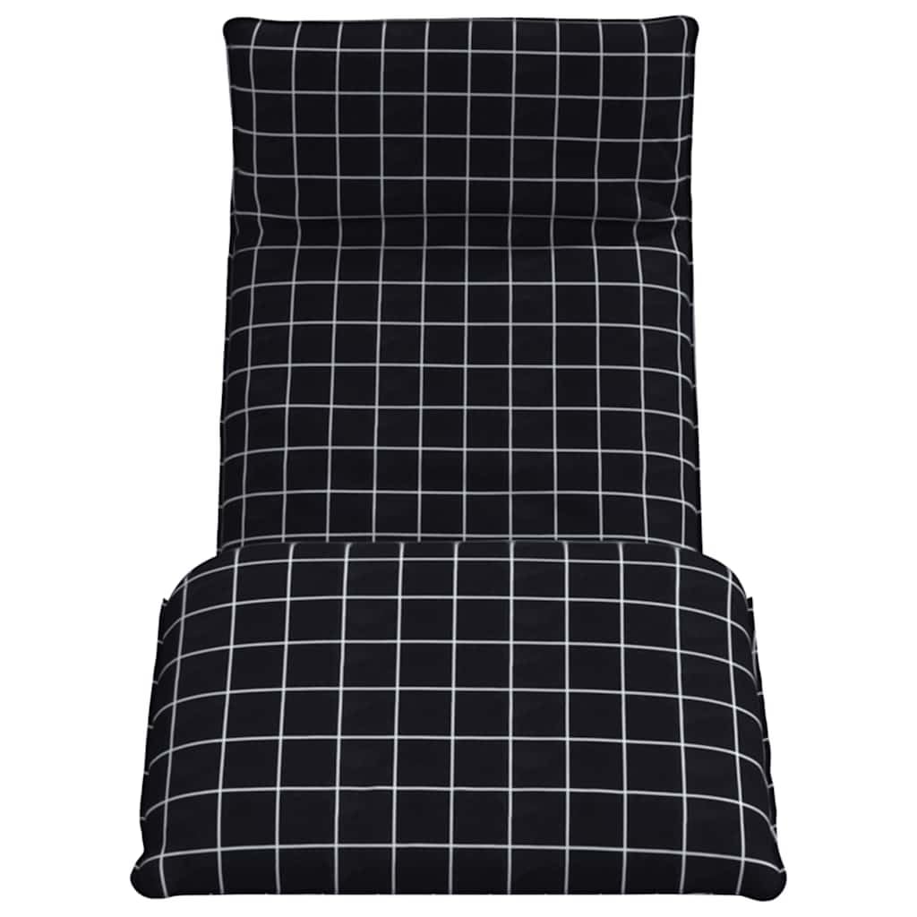 Składany leżak ogrodowy z 5 pozycjami, tkanina Oxford, wzór karo, czarny, 175 x 54 x 8,5 cm, do 110 kg, do rekreacji na świeżym powietrzu