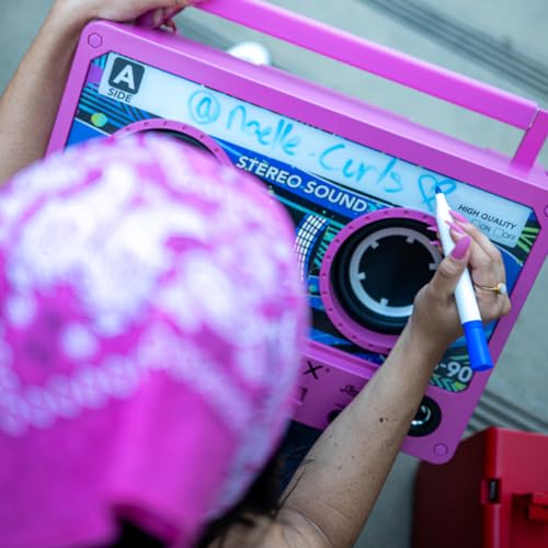 Image of Bumpboxx Remixx Retro Bluetooth Boombox | Portable Cassette-Style Speaker with High-Fidelity Sound & Wireless Mic | Highlighter Yellow (Renewed)