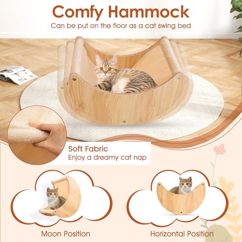 Juego de 6 estantes murales para gatos de madera miniatura 5