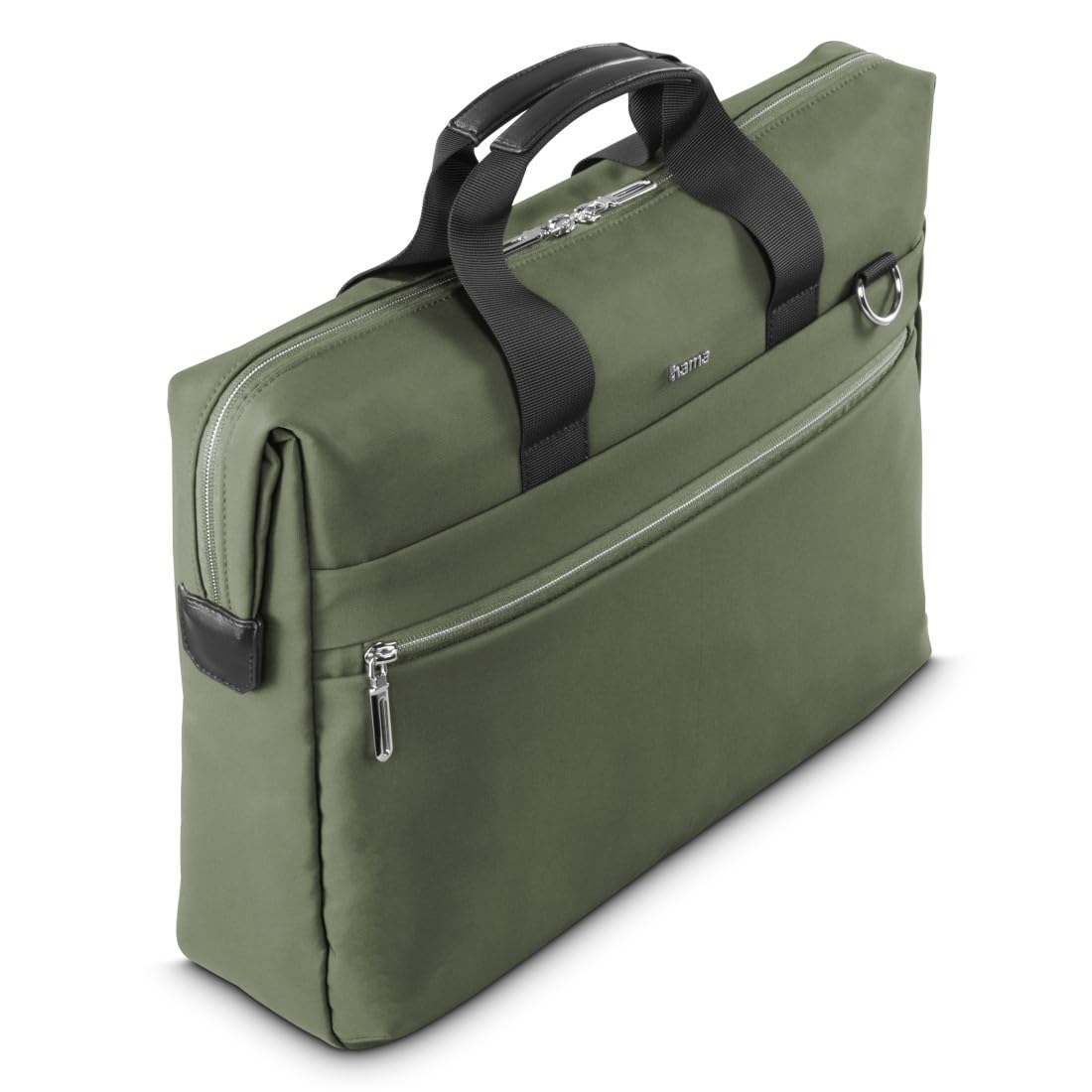Hama Ultimate Laptop Bag for Laptops 34-36 cm 13.3-14.1 Inches Padded Waterproof Elegant Business Bag with Tablet Compartment 11 Inches Many Compartments Shoulder Strap Trolley Strap Green