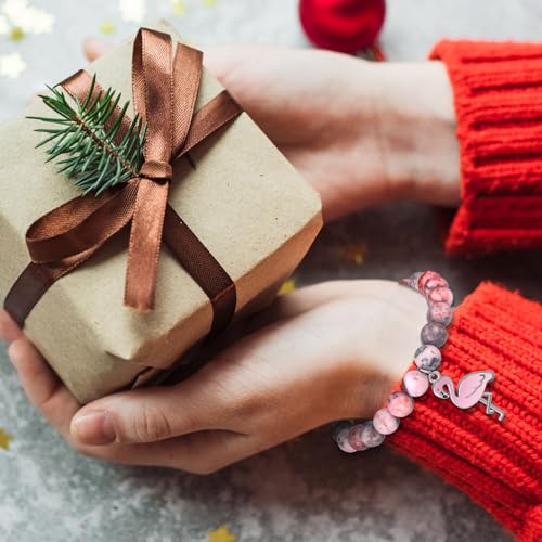 Yinkin 12 Sets Flamingo Bracelet Gifts for Women Included Elastic Beads Bracelet with Flamazing Card Mesh Bag Pink Charm Jewelry for Christmas Inspirational Gifts Positive Affirmations4