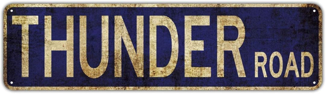 Thunder Road Decor Wall Shop Man Cave Bar Street Rustic Vintage Retro Metal Sign Street Sign 4x16 inches