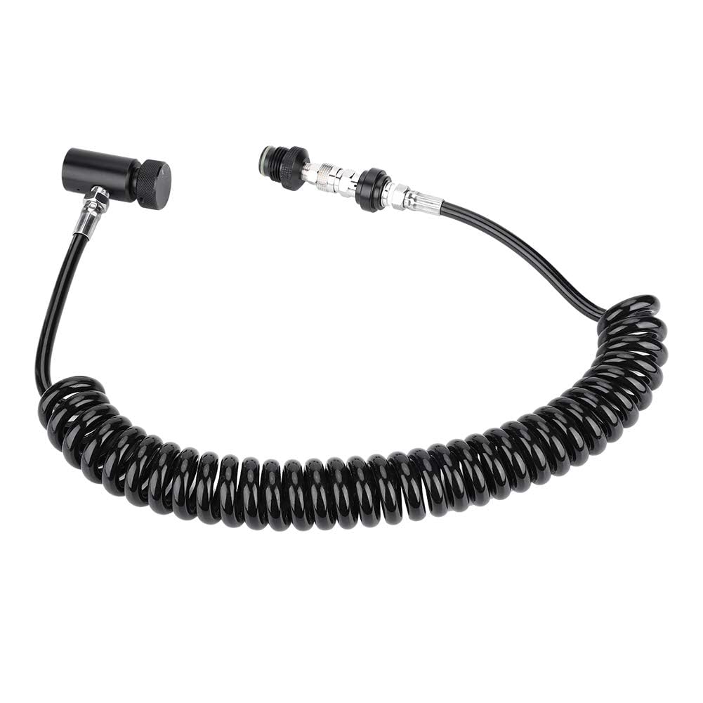 Tubo Flessibile Adattatore Per Paintball, Serbatoio Impieghi Gravosi Bobina Distanza O Ring Deluxe Remoto Frusta Riempimento Airsoft Della Val Spirale con Sgancio Rapido Collegamento Cilindro HPA CO2