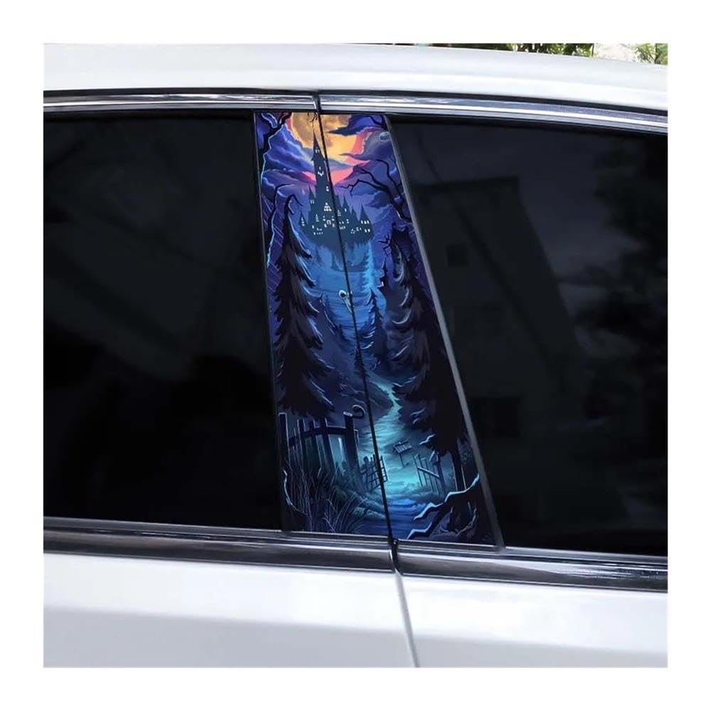 Body Parts 2pcs Car Window Pillar Stickers Halloween Pumpkin Ghost Horror Stickers DIY Vinyl Waterproof Stickers(Type A)