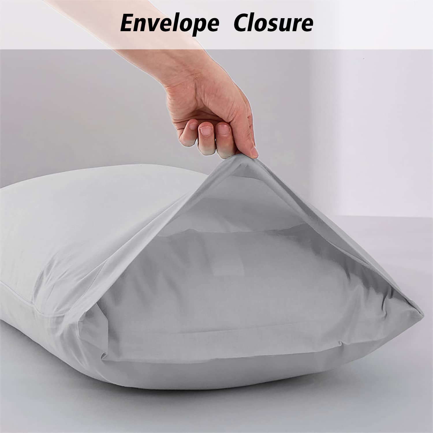 Lirex 2-pak Poszewki na Poduszki, 100% Bawełna 400 Wątków Oddychająca Poszewki Pillow Covers (50 x 75 cm, Jasnoszary)