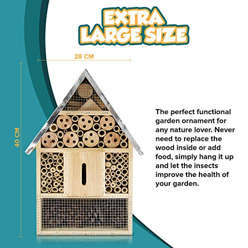 FiNeWaY Insektenhotel aus Naturholz – Gartenhaus aus Bambus – für Bienen, Schmetterlinge, Marienkäfer, Käfer – zum… – Bild 8