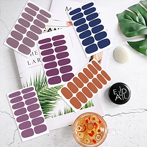 Xeaohesy 20 Sheets Dark Solid Color Nail Polish Strips With Nail File Self-Adhesive Retro Color Gel Nail Strips Full Nail Wraps For Women Nails Art #TOP6