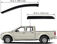 Vista 3 de Lightronic Visera de ventana de ventilación automática de montaje exterior extraduradera, se adapta a Nissan Frontier 2005-2020, cabina