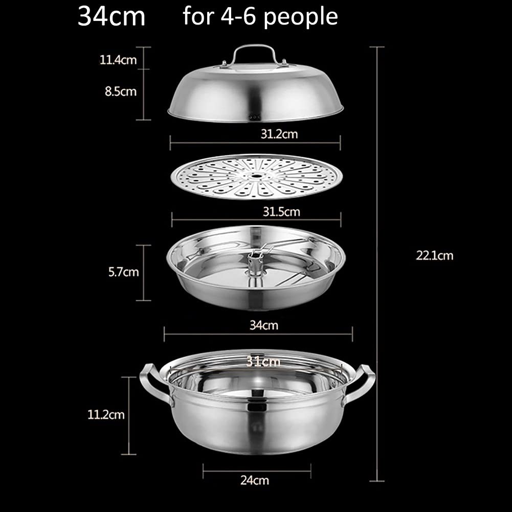 Olla arrocera de Acero inoxidable 304 para cocinar al Vapor o Caldo, olla espesadora doméstica (30/32/34 cm) para cocina de Gas o de inducción (34 cm)