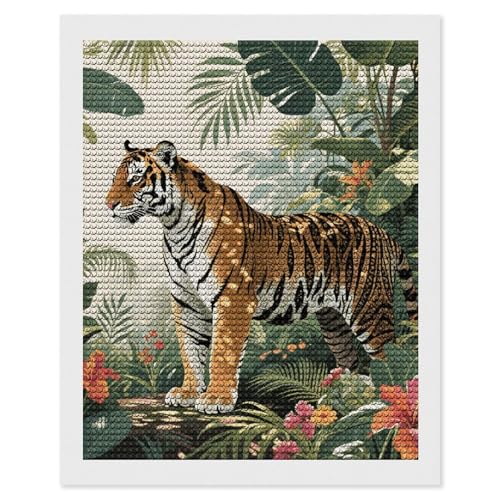 Kit de peinture diamant 5D tigre botanique maccbn art DIY