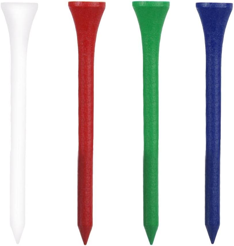 Wooden Golf Tees 69MM Long | Pack of 300 Mixed Color Tees | Natural Wood Club Tees for Golf Training | Golf Accessories