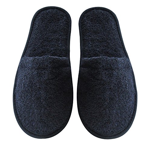 Arus Women's Turkish Terry Cotton Cloth Spa Slippers One Size Fits Most, Black