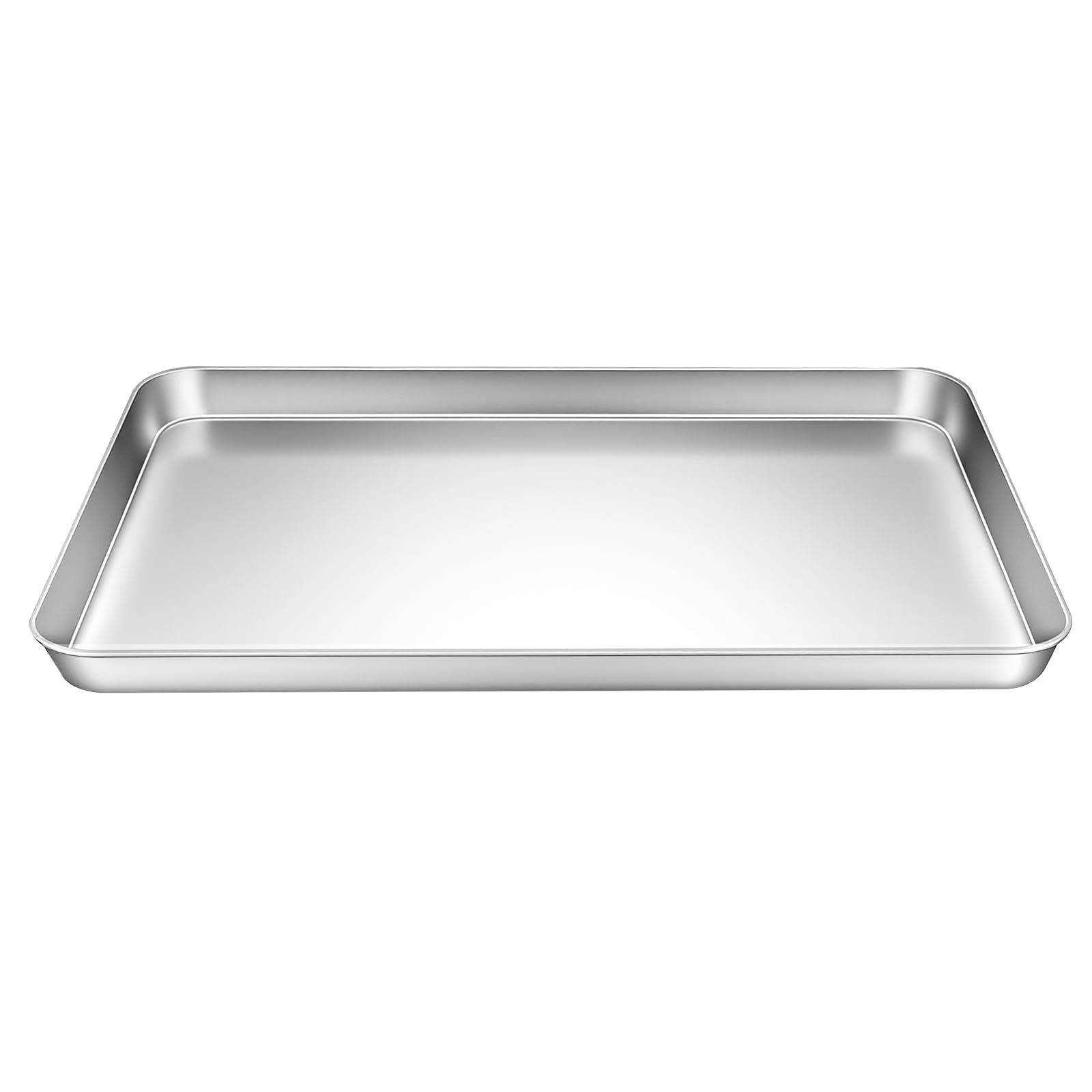SOUJAP Lot de 4 plaques de cuisson rectangulaires en acier inoxydable argenté 40,5 x 30,5 x 2,5 cm