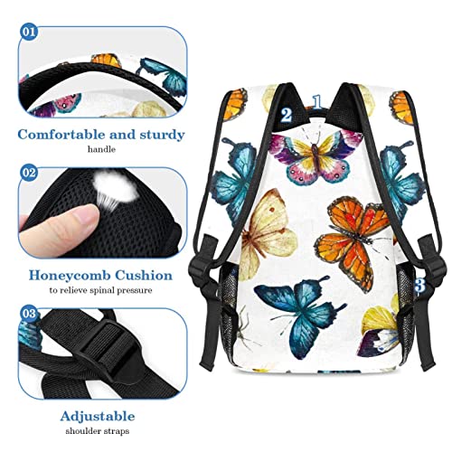 Sac à dos aquarelle papillon solide anti-déchirure avec trousse - 4