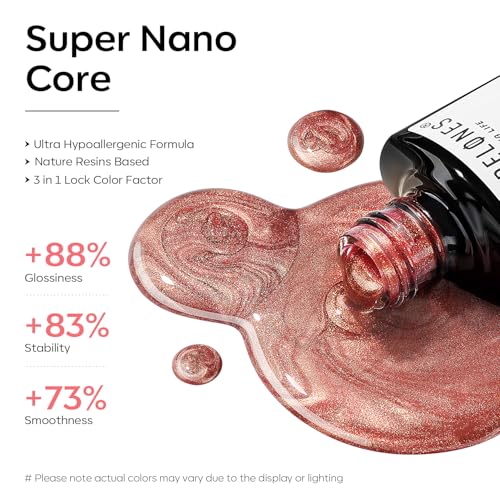Image of modelones Orange Gel Nail Polish Nude Brown Gel Polish Shimmer Glitter Soak OFF LED Manicure DIY Salon 15 ML