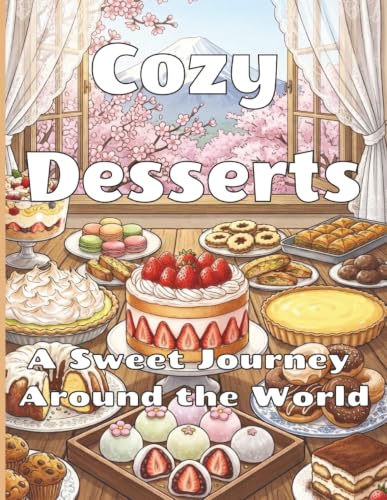 Cozy Desserts Coloring Book: A Sweet Journey Around the World | 50 Creative Pages of Cakes, Confections, Global Pastries, and Scenic Backdrops for ... and Relaxation | For Adults, Teens and Kids image 2
