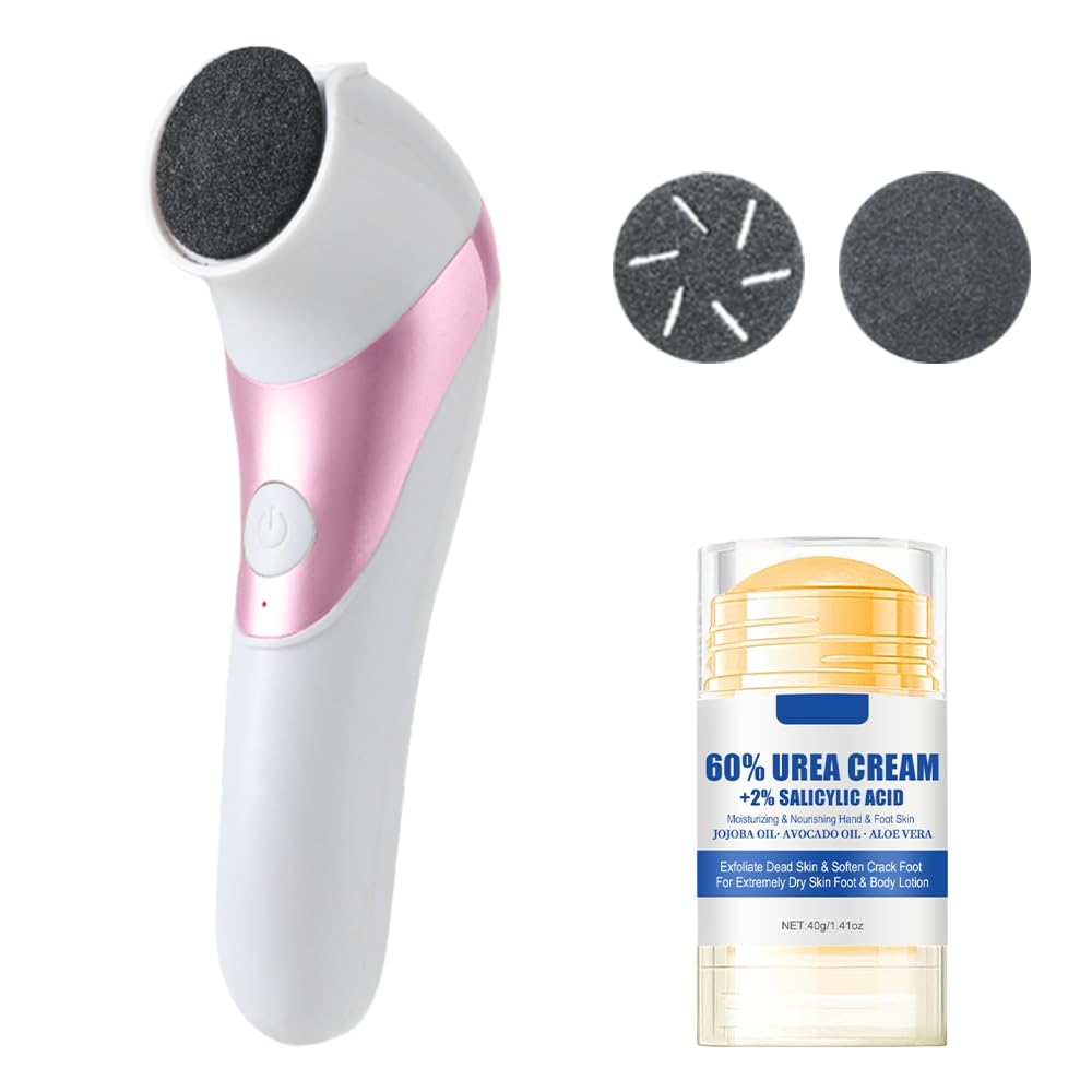 Electric Callus Remover for Feet, 2025 New Electric Foot Callus Remover for Women Men, Portable 2-Speed Foot File Pedicure Tools with Foot Cream for Dry Cracked Heels and Feet Dead Skin (Pink)