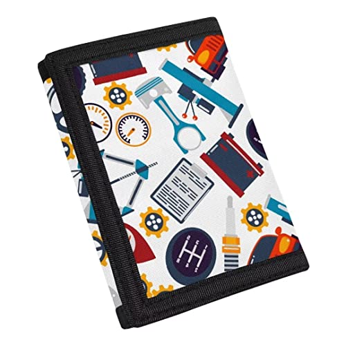 Portafoglio per ragazzi leggero organizer per soldi con tasca per carte piccole borse per monete a tre ante per Toddle adolescenti Accessori Auto Bianca