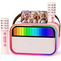 Ankuka Karaoke Machine for Kids Adults, Kids Toys for 3-12 Years Old Girls Birthday Presents, Portable Recording Devices Karaoke Speaker with 2 Microphones Girls Gifts for Girls Party Christmas (Pink)