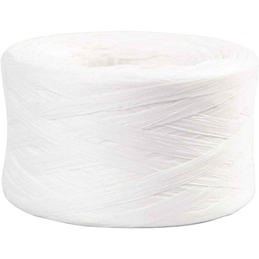 Crafty Capers White 100M Paper Raffia Ribbon Jumbo Roll Recyclable & Biodegradable