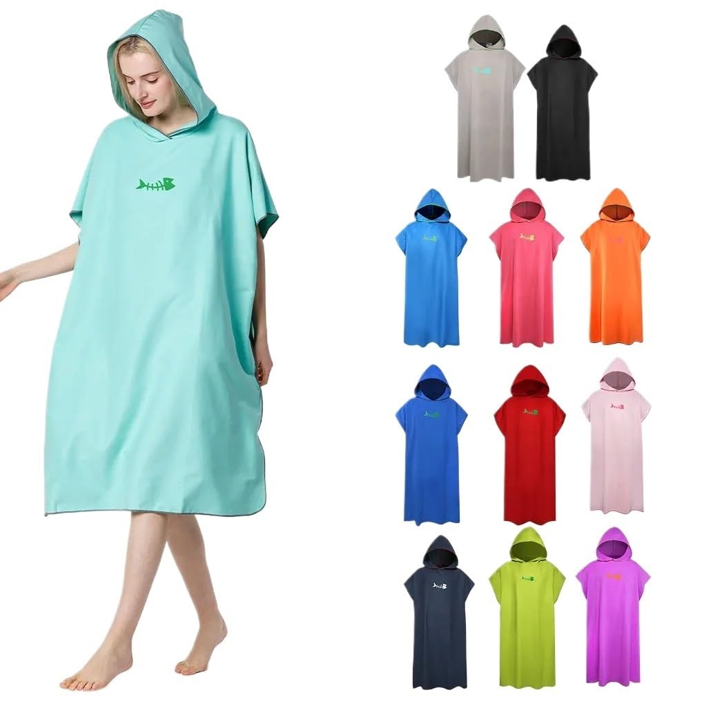 Ręcznik poncho z poliestru | Wielokolorowe surfowanie po plaży na basenie: szybkoschnący okład(Blue)