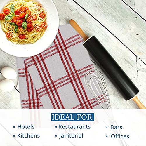Dan River Premium Kitchen Towel Ultra Soft High Absorbent Washable And Reusable 100% Cotton Pack Of 12 Lint Free Cleaning Washcloth For Dishes | 16X26 Inches | Red Color #TOP4