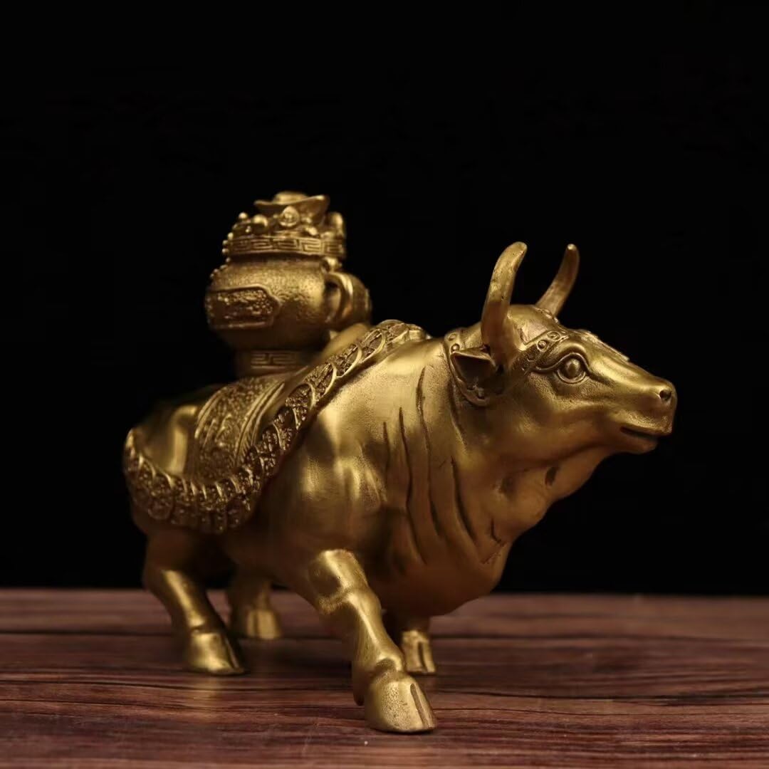 Glücksbringer – Wall-Street-Bullenstatue aus Messing – Börsendekoration – Kupfer-Bullenfiguren – Feng-Shui-Glücksbringer