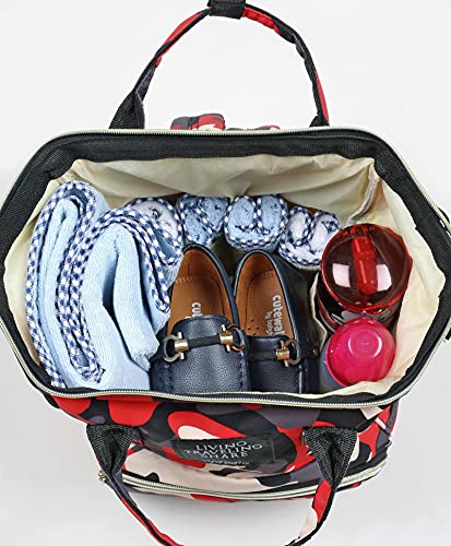 Image of Chinmay Kids Baby Diaper Backpack for New Born Baby Mother /Mom Stylish Polyester Organizer Bag for Casual Travel Outing & Traveling (Red Grey)