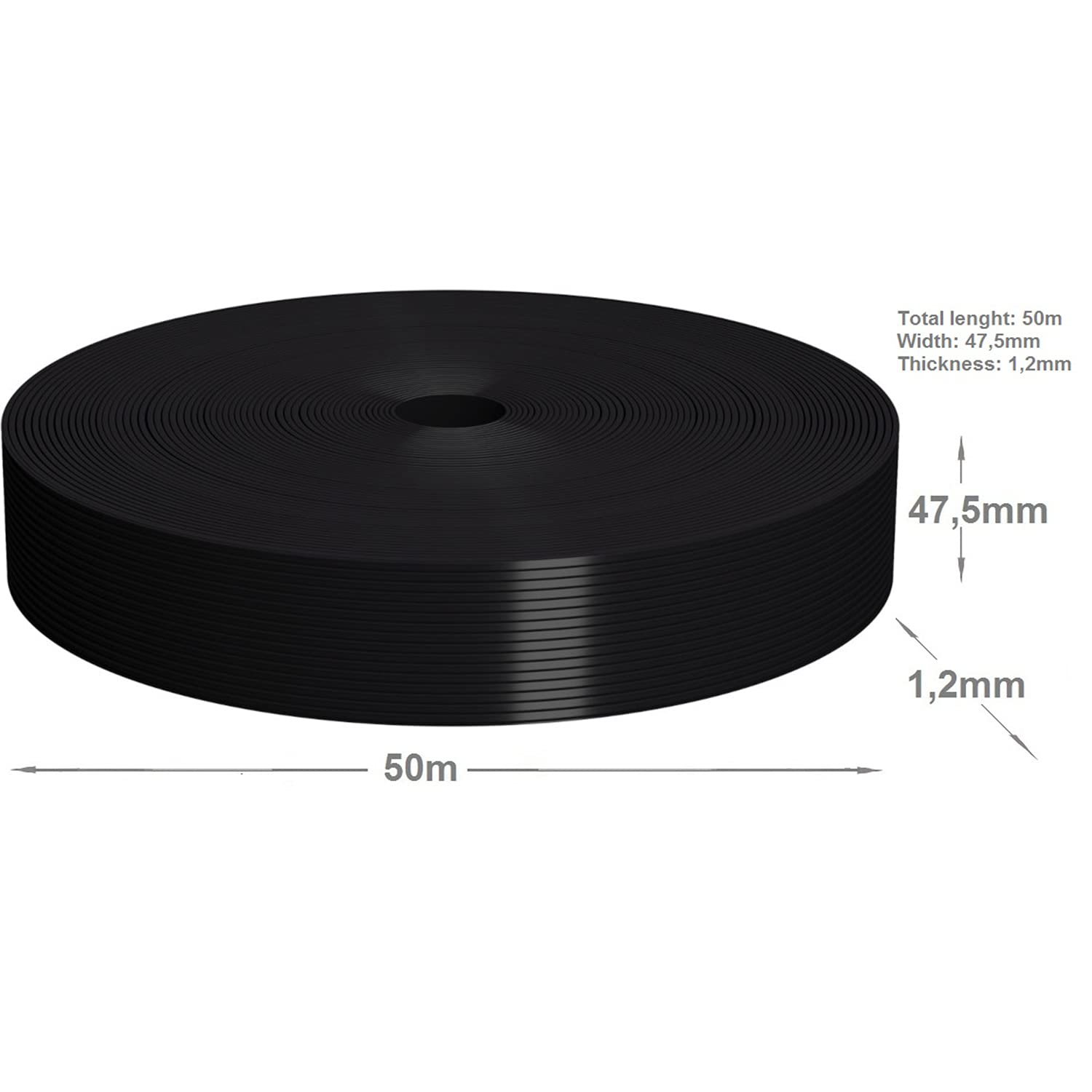 WDB - Sichtschutzstreifen für Doppelstabmatten Sichtschutz Zaun - 4,75 cm x 50 m - Hart PP Windschutz Premium Line - Schwarz - RAL 9005