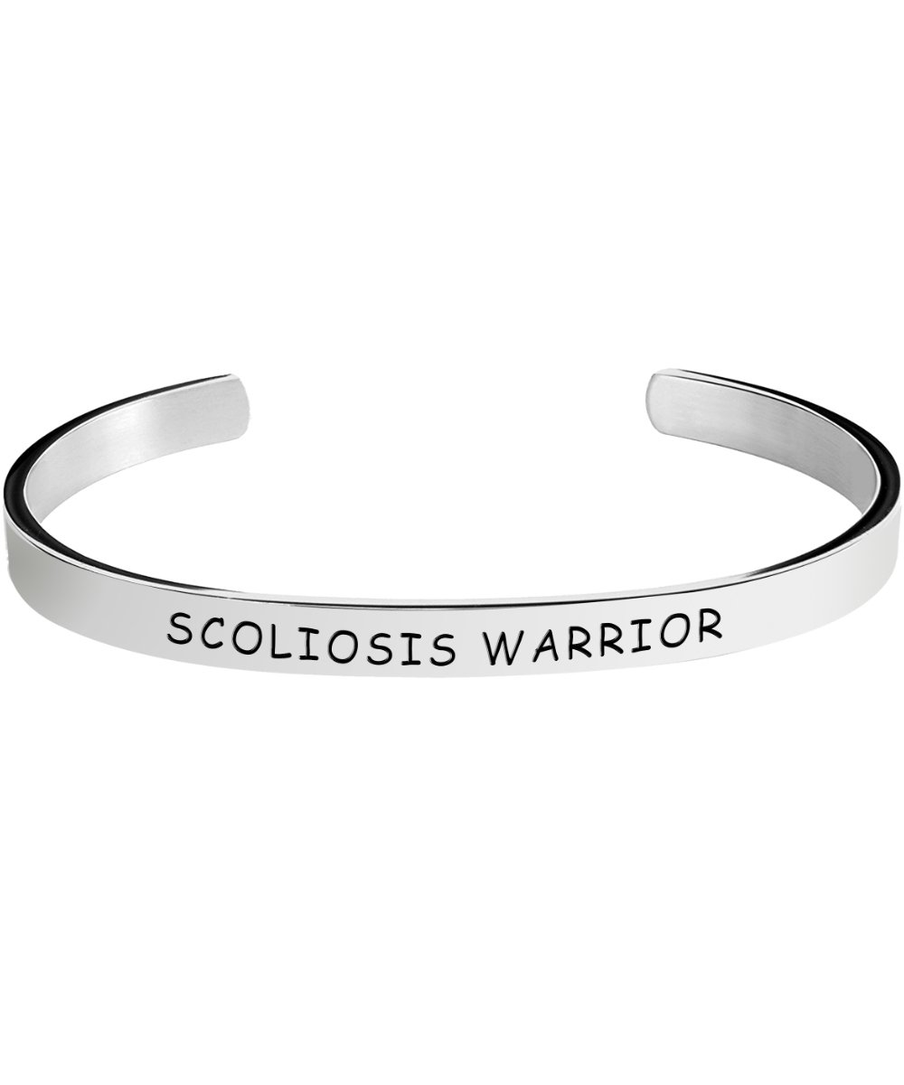 Herlica Scoliosis Awareness Bracelet - Scoliosis Warrior - Stamped Bracelets Jewelry Product Gifts for Men/Women