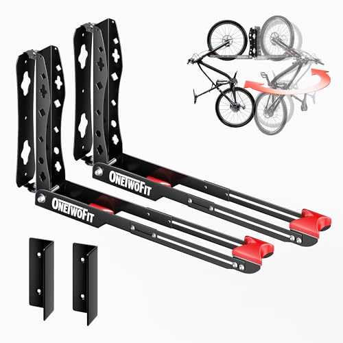 ONETWOFIT Support mural pivotant pour vélo,Support à vélo peu encombrant pour le garage,Facile à charger et à décharger,l'arceau à vélo peut supporter jusqu'à 35kg (NOIR-2PCS)