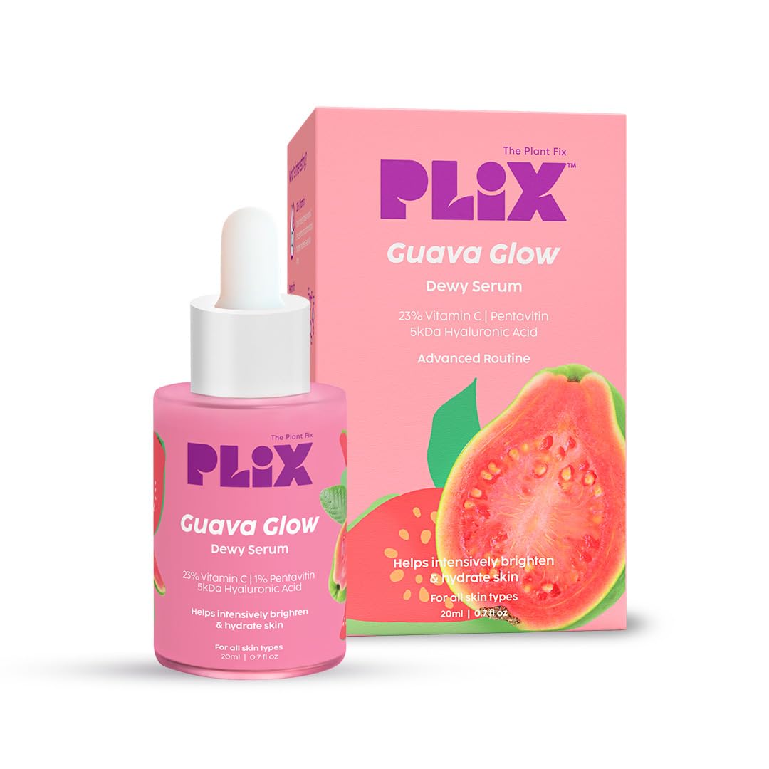 PLIX - THE PLANT FIX 23% Vitamin C Guava Face Serum for Skin Brightening, Clear, Glowing & even toned complexion, 20ml (Pack of 1) with Hyaluronic acid & Pentavitin for Women & Men for All Skin Types