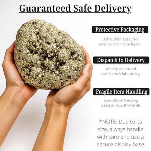 Image of Pyrite Stone Original Cluster Samples - High Energy Natural Iron Pyrite Stone Gold Rock Reiki Crystal Used for Increased Willpower and Manifestation (5 to 7.5 KG Pyrite)
