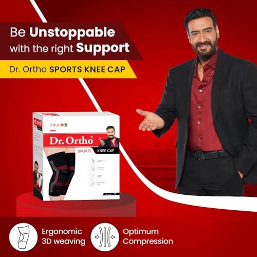 Image of Dr.Ortho Sports Knee Cap Compression Support for Gym, Running, Jogging, Cycling Sports, Workout, Indoor & Outdoor Activities, Knee Brace, Knee Support For Knee Pain- For Men and Women - XL