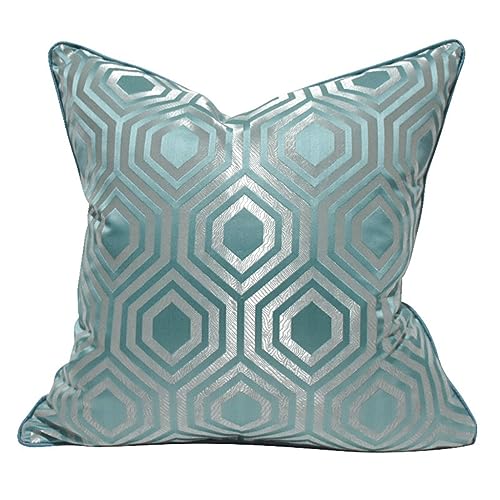 Oreiller de sofa bleu-clair géométrique avec literie molle de villa - 2