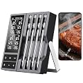 Smart Wireless Meat Thermometer with 4 Probes & 800ft Range, Bluetooth Grill Food Thermometer, Digital Backlit Screen, 0.5S Instant Read, NIST ±0.5? Accuracy for Kitchen BBQ, Oven, Smoker, Air Fryer