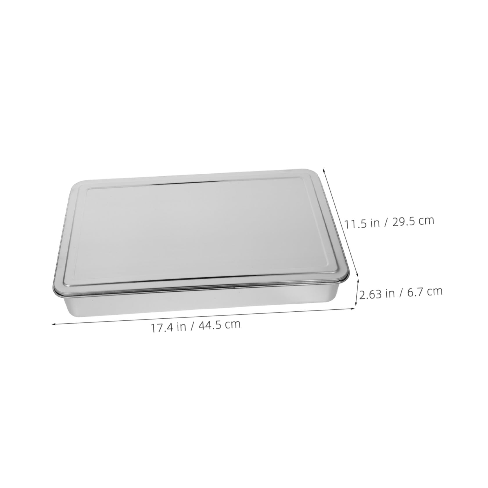 Moule Rectangulaire en Acier Inoxydable 43X28X6 CM Couvercle pour Cuisson de Gâteaux, Brownies et Conservation, Adapté Four Grille-