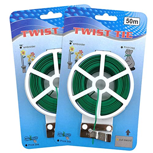 KINGLAKE® 328 Feet Sturdy Plastic Garden Plant Twist Tie with Cutter Multi-Use for Secure Vines,Plants and Recyclables