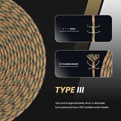 Abma Cord Paracord 620 lbs 4mm 9 Strands 100% Nylon 30M - Lowland Forest, Military-lowland Forest, 30 Meters - Image 4