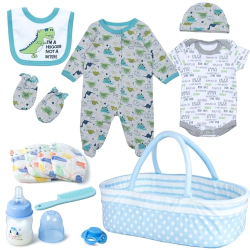Reborn Baby Doll Clothes Accessories & Bassinet for 17-20 Inch Baby Dolls