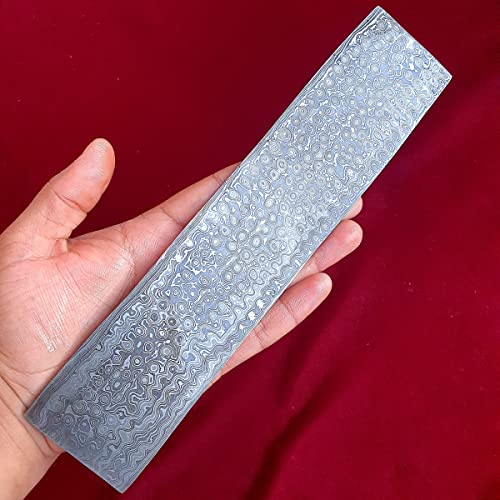 Damastplatte Edelstahl | Rohstahl Damaszener Platte | 1095 + 15N20 Damast Stahl | 30 cm - 12 | RAIN DROP Muster - DB03