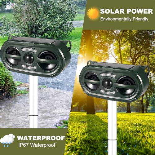Solar Ultrasonic Animal Repeller, 2024 Dog Cat Repellent Outdoor, Deer Repellent with Motion Detection LED Flashing Light for Squirrel, Rabbit, Bird,Raccoon, Fox, Deer, Skunk, etc - Thumbnail 7