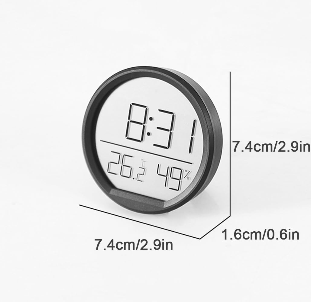 Reloj digital ThreeH con función de alarma y monitor de temperatura, diseño magnético/montable en pared para hogar y oficina, negro