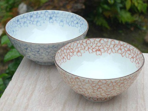 Amazon | 染赤桜詰夫婦茶碗 紫峰 | 京焼清水焼 | 飯碗