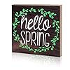 Jetec hello spring wooden sign spring table decoration small rustic easter wood sign farmhouse standing block sign spring table centerpiece spring decoration for home living room 6 x 6 inch  urban country home decor