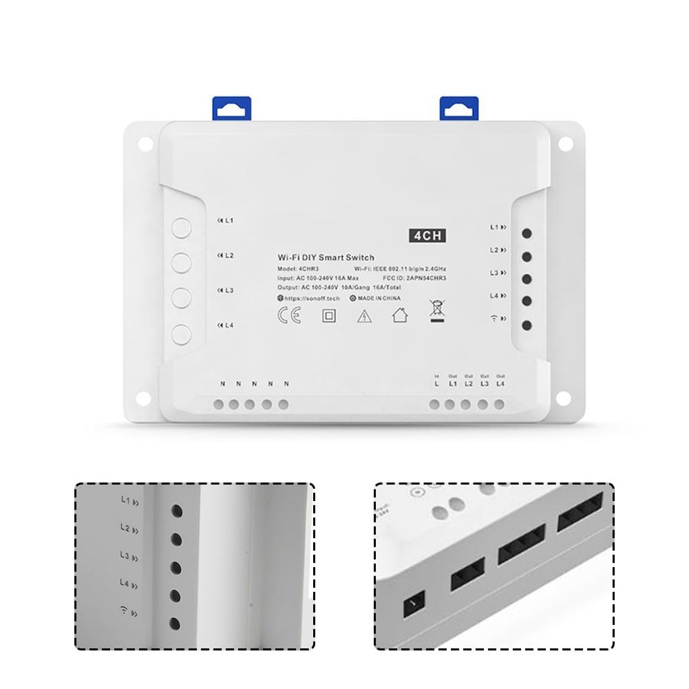 ZYWUOY per modulo interruttore luce SMART, relè WiFi a 4 canali con controllo RF per Alexa e casa, compatibile con 4CH R3 e 4CH PRO R3