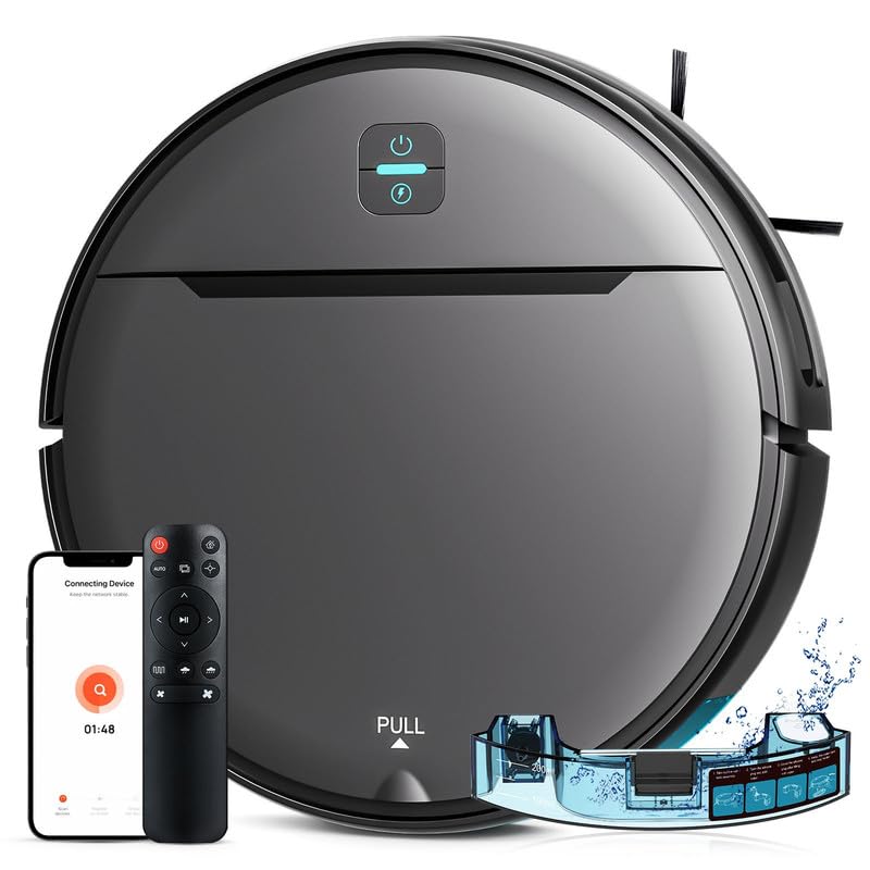 SHOPVILLA 360° Swivel Robot Vacuum and Mop Combo, Powerful Suction, 2in1 Vacuum Robot with WiFi/App/Voice, Water Tank and Dustbin, Self-Charging, Ideal for Hard Floor, Pet Hair, Carpet Wet/Dry-image-46