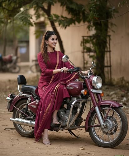 Image of Anni Designer Pure Cotton Maroon Kurta Pant Set with Dupatta for Women | 3 Piece Gold Hand Block Printed Suit Set | Cotton Kurta Set for Women | Festive Kurti Set