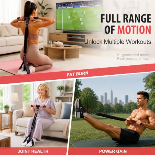 Image of Adjustable Foot Pedal Resistance Band with Handle, Multifunction AB /Core Workout Equipment for Women, 3-in-1 Exercise Bands for Working Out, 30-90lbs Heavy Duty Home Gym Yoga Fitness Equipment